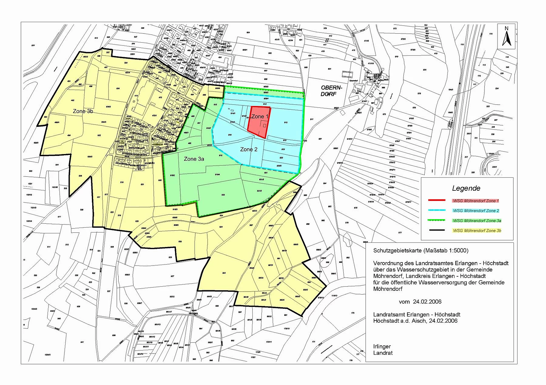 Plan des Wasserschutzgebietes Möhrendorf (24.02.2006)